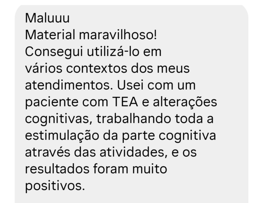 Depoimento de assinante sobre o uso do material com paciente com TEA